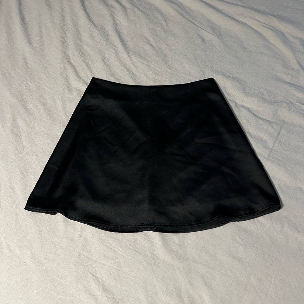 Black Satin Mini Skirt Size Medium
